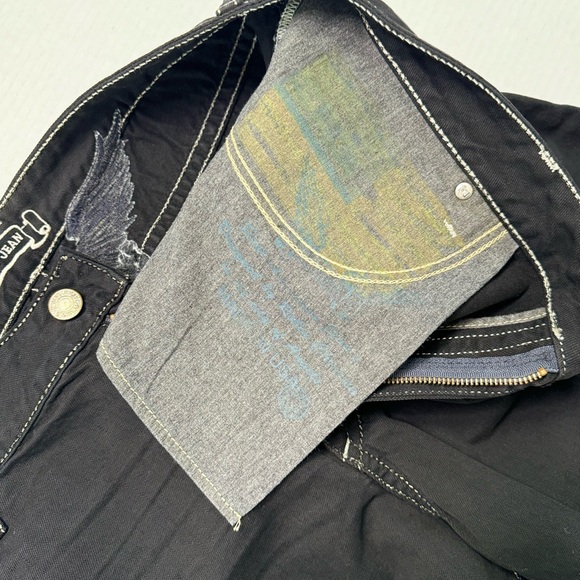 New Men's ROBIN'S JEAN sz 44 Crystal & Studs Denim Short - Picture 7 of 10